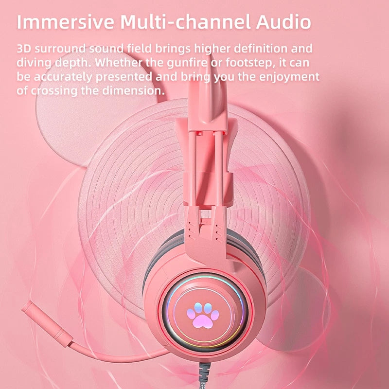 SY-G25 RGB Light Wired Headset Cat Ear Decorated Headphones with Noise Cancelling Mic 3.5mm Gaming Earphones for E-Sports SY-G25 RGB Light Wired Headset Cat Ear Decorated Headphones with Noise Cancelling Mic 3.5mm Gaming Earphones for E-Sports